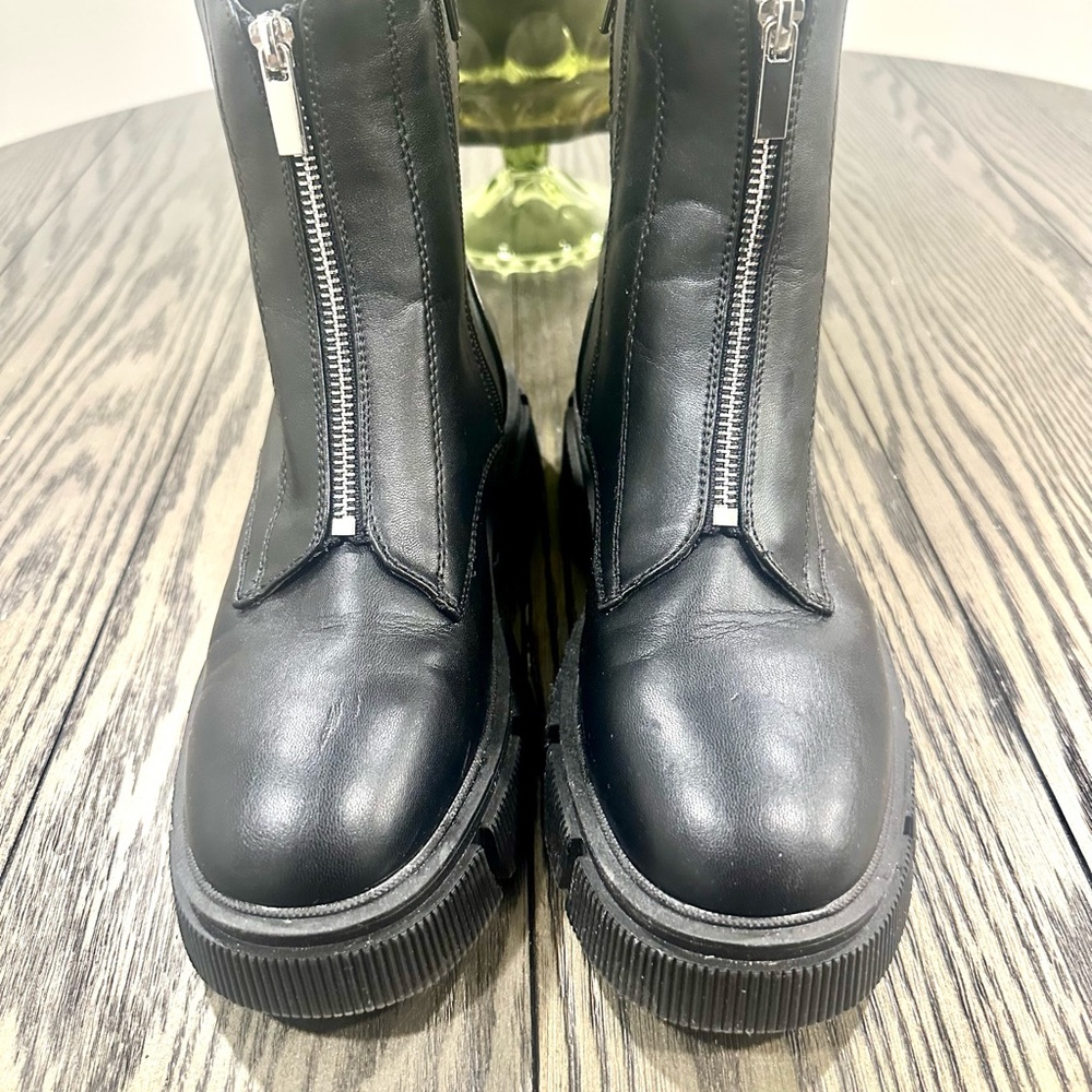 ASOS New Look Zip Front Flat Chunky Chelsea Boot Black - Picture 2 of 11